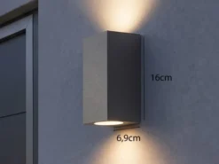 Eckige Außenwandleuchte ROYA Up and Down aus Aluminium Anthrazit, Höhe 15cm