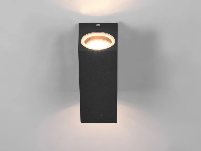 Eckige Außenwandleuchte ROYA Up and Down aus Aluminium Anthrazit, Höhe 15cm