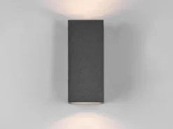 Eckige Außenwandleuchte ROYA Up and Down aus Aluminium Anthrazit, Höhe 15cm