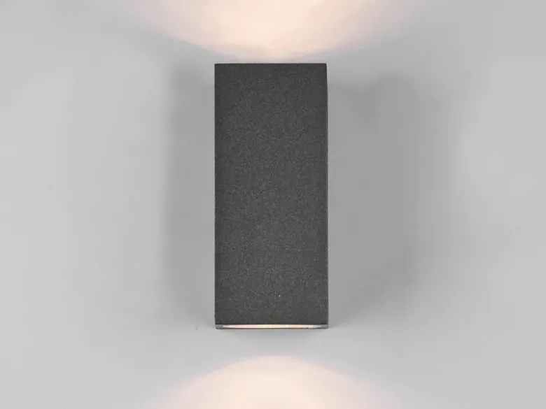 Eckige Außenwandleuchte ROYA Up and Down aus Aluminium Anthrazit, Höhe 15cm