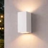 Eckige Außenwandleuchte ROYA Up and Down aus Aluminium Weiß, Höhe 15cm