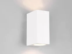 Eckige Außenwandleuchte ROYA Up and Down aus Aluminium Weiß, Höhe 15cm