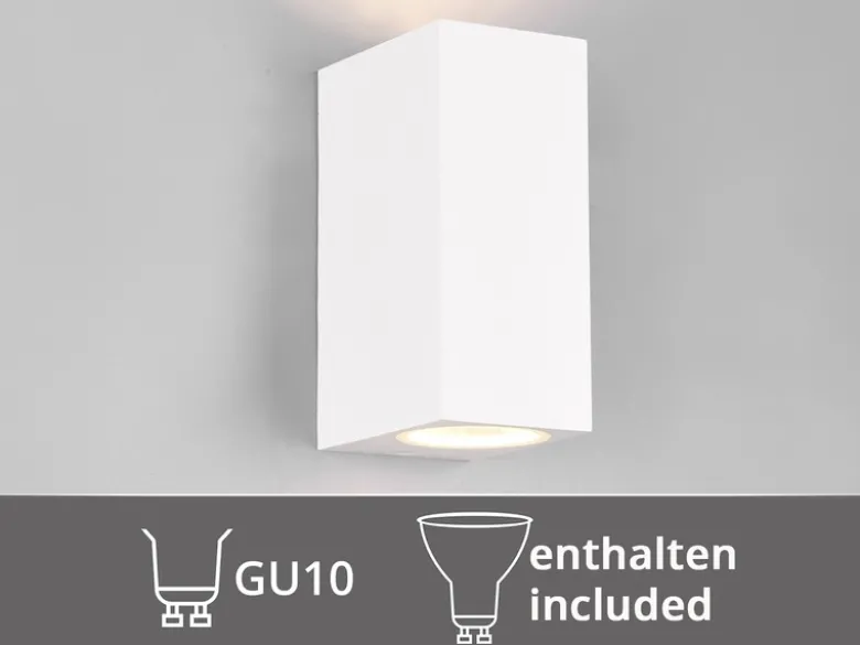 Eckige Außenwandleuchte Up and Down Weiß mit GU10 LED, Höhe 15cm