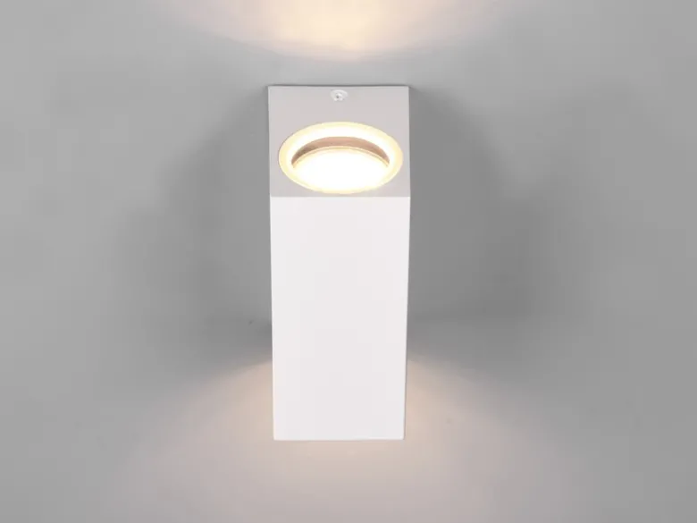 Eckige Außenwandleuchte Up and Down Weiß mit GU10 LED, Höhe 15cm