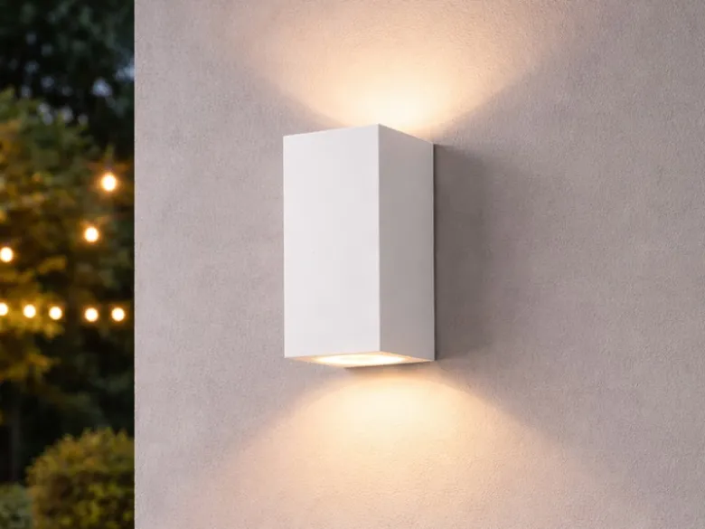 Eckige Außenwandleuchte Up and Down Weiß mit GU10 LED, Höhe 15cm