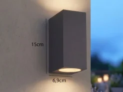 Eckige Außenwandleuchte Up and Down Anthrazit mit GU10 LED, Höhe 15cm