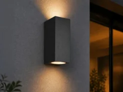 Eckige Außenwandleuchte Up and Down Anthrazit mit GU10 LED, Höhe 15cm