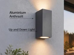 Eckige Außenwandleuchte Up and Down Anthrazit mit GU10 LED, Höhe 15cm