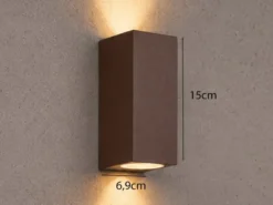 Eckige Außenwandleuchte Up and Down Rostoptik mit GU10 LED, Höhe 15cm