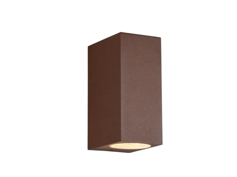 Eckige Außenwandleuchte Up and Down Rostoptik mit GU10 LED, Höhe 15cm