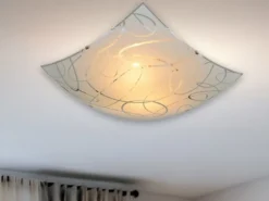Eckige Deckenleuchte SPIRELLI Glas mit modernem Dekor, Quadrat 40cm