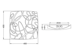 Eckige Deckenleuchte SPIRELLI Glas mit modernem Dekor, Quadrat 40cm