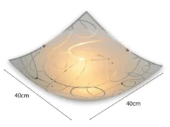 Eckige Deckenleuchte SPIRELLI Glas mit modernem Dekor, Quadrat 40cm