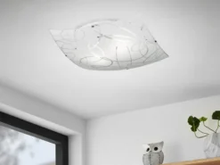 Eckige Deckenleuchte SPIRELLI Glas mit modernem Dekor, Quadrat 40cm