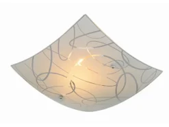 Eckige Deckenleuchte SPIRELLI Glas mit modernem Dekor, Quadrat 30cm