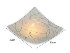 Eckige Deckenleuchte SPIRELLI Glas mit modernem Dekor, Quadrat 30cm
