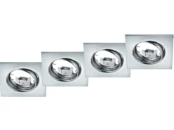 Eckige Einbaustrahler Decke im 4er Set schwenkbar Silber Chrom GU10