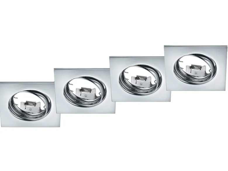 Eckige Einbaustrahler Decke im 4er Set schwenkbar Silber Chrom GU10