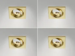 Eckige Einbaustrahler Decke im 4er Set schwenkbar Messing matt GU10