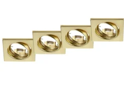 Eckige Einbaustrahler Decke im 4er Set schwenkbar Messing matt GU10