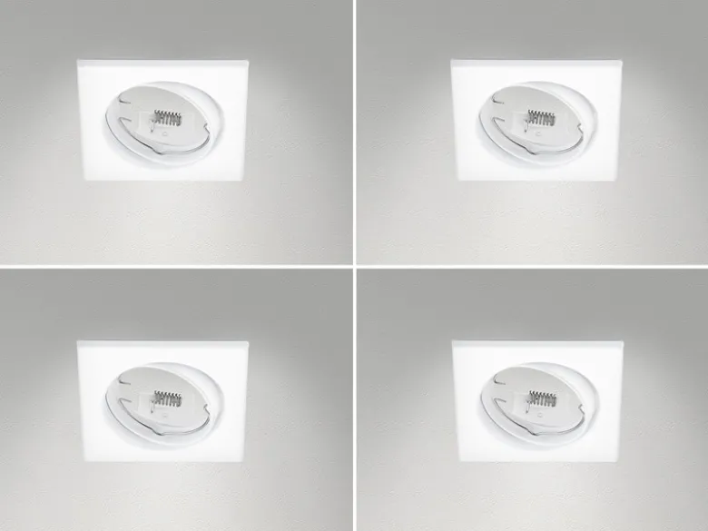 Eckige Einbaustrahler Decke im 4er Set schwenkbar Weiß matt GU10