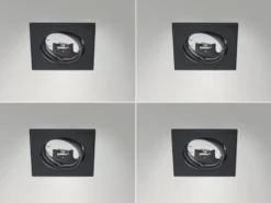 Eckige Einbaustrahler Decke im 4er Set schwenkbar Schwarz matt GU10