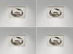 Eckige Einbaustrahler Decke im 4er Set schwenkbar Silber matt GU10