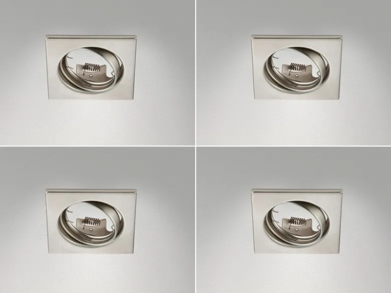 Eckige Einbaustrahler Decke im 4er Set schwenkbar Silber matt GU10