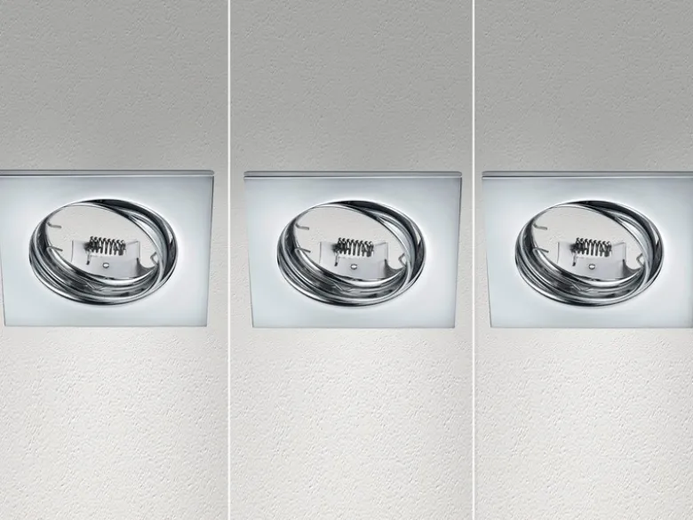Eckige Einbaustrahler Decke JURA 3er Set schwenkbar Silber Chrom GU10