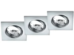 Eckige Einbaustrahler Decke JURA 3er Set schwenkbar Silber Chrom GU10
