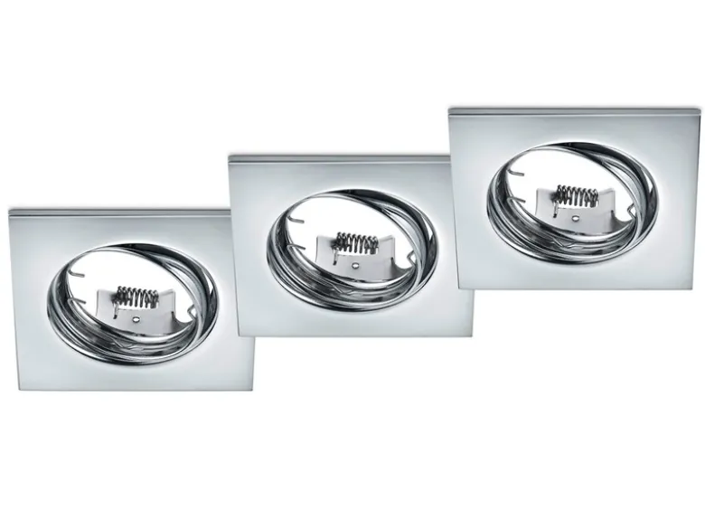 Eckige Einbaustrahler Decke JURA 3er Set schwenkbar Silber Chrom GU10