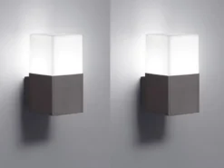 Eckige LED Außenwandlampe 2er Set Anthrazit IP44 - Außenbeleuchtung für Haus