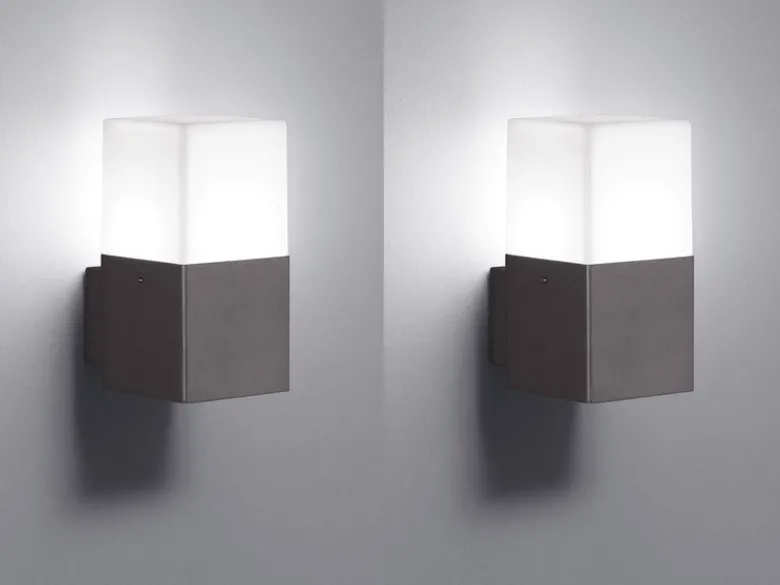 Eckige LED Außenwandlampe 2er Set Anthrazit IP44 - Außenbeleuchtung für Haus