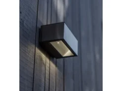 Eckige LED Außenwandlampe GEMINI Up and Down aus ALU Silber 14cm breit, IP54