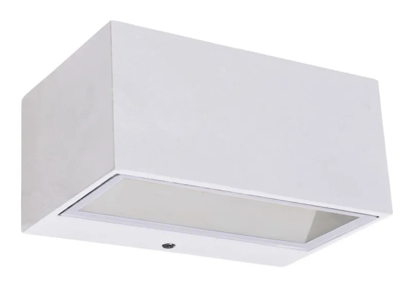 Eckige LED Außenwandlampe GEMINI Up and Down aus ALU Weiß 14cm breit, IP54