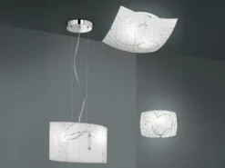 Eckige LED Deckenleuchte DIMMBAR Glas mit modernem Dekor, Quadrat 30cm