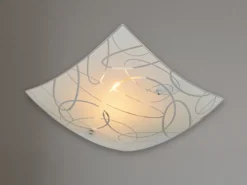 Eckige LED Deckenleuchte DIMMBAR Glas mit modernem Dekor, Quadrat 30cm