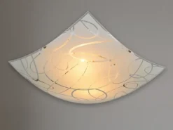Eckige LED Deckenleuchte DIMMBAR Glas mit modernem Dekor, Quadrat 40cm
