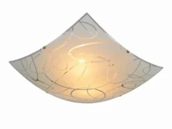 Eckige LED Deckenleuchte DIMMBAR Glas mit modernem Dekor, Quadrat 40cm