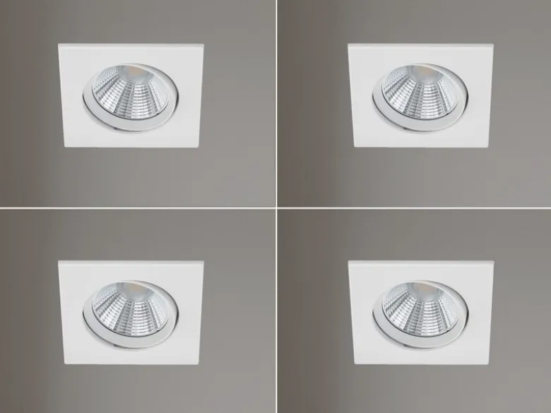Eckige LED Einbaustrahler Decke im 4er Set schwenkbar dimmbar Weiß matt 5,5W