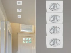 Eckige LED Einbaustrahler Decke im 4er Set schwenkbar dimmbar Weiß matt 5,5W
