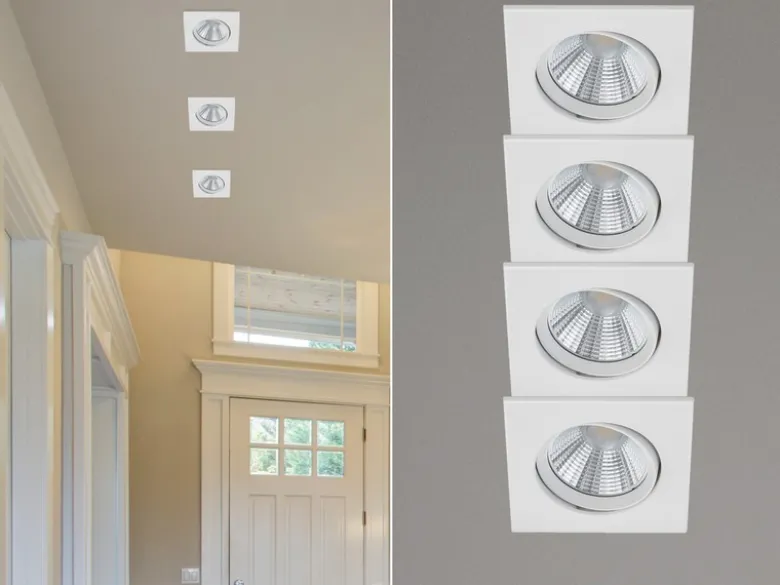 Eckige LED Einbaustrahler Decke im 4er Set schwenkbar dimmbar Weiß matt 5,5W