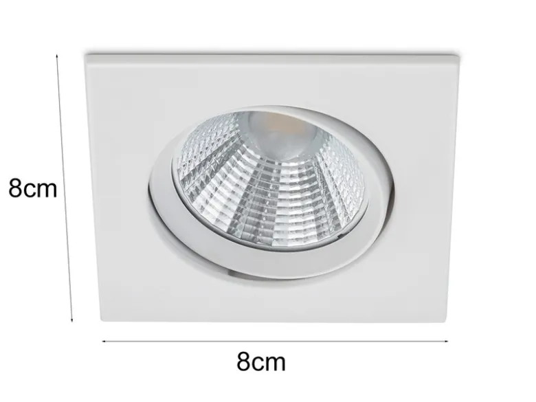 Eckige LED Einbaustrahler Decke im 4er Set schwenkbar dimmbar Weiß matt 5,5W