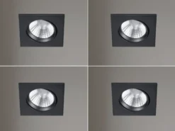 Eckige LED Einbaustrahler Decke im 4er Set schwenkbar dimmbar Schwarz matt 5,5W