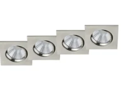 Eckige LED Einbaustrahler Decke im 4er Set schwenkbar dimmbar Nickel matt 5,5W