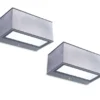 Eckige LED Up and Down Außenwandlampen 2er SET aus ALU in Silber, 14cm breit