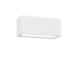 Eckige LED Up & Downlight Außenwandleuchte Weiß, Breite 25cm