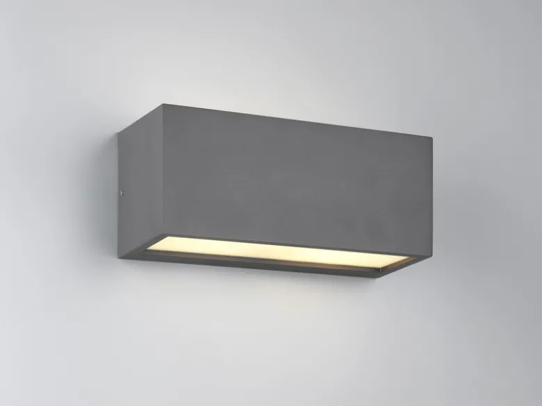Eckige LED Up & Downlight Außenwandleuchte Anthrazit, Breite 25cm