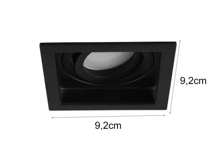 Eckiger Deckeneinbaustrahler KENAI Schwarz matt, schwenkbar 9,2 x 9,2cm