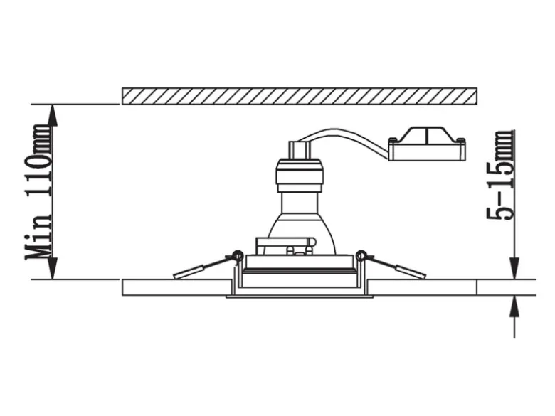 Eckiger Deckeneinbaustrahler KENAI Schwarz matt, schwenkbar 9,2 x 9,2cm